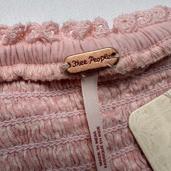 Free People Pink Lotus Cropped Ruffle Top NWT - Picture 7 of 8